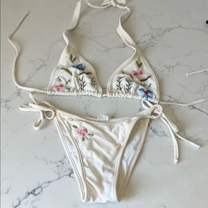 Floral Embroidered Bikini Set